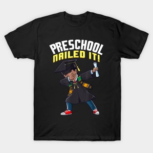 Graduation 2024 Preschool Nailed It Dabbing Black Boy Kids T-Shirt